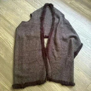 La Fiorentina | Grey soft long vest/ scarf with rabbit  fur trim